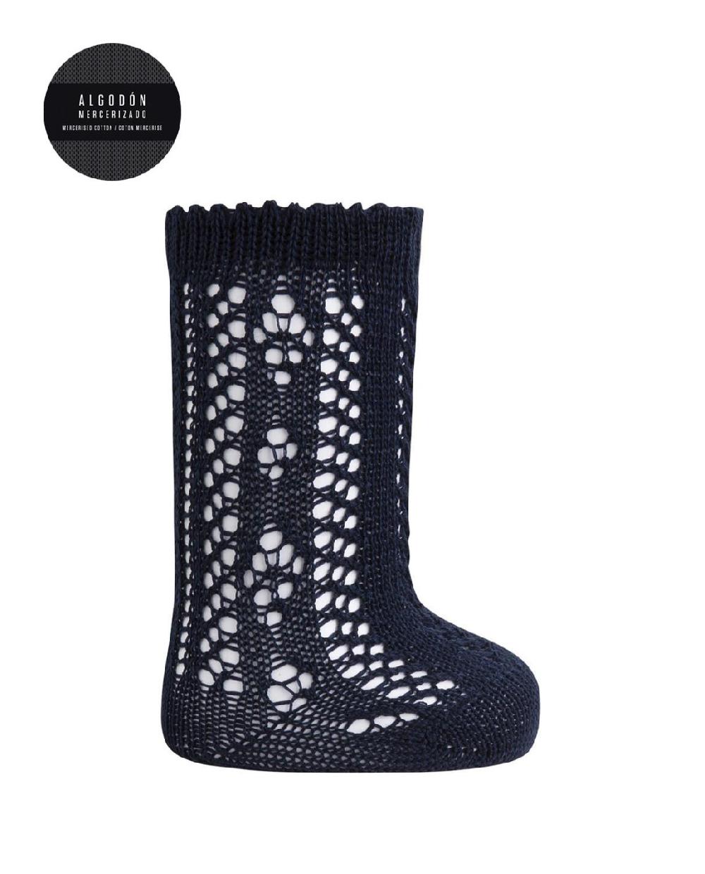 punto blanco Calcetines de algodón mercerizado calados