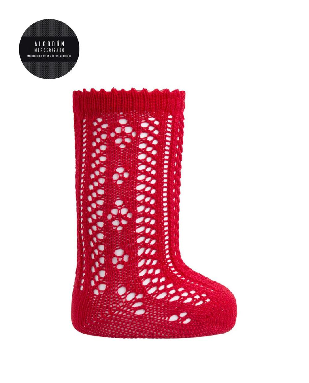 punto blanco Calcetines de algodón mercerizado calados