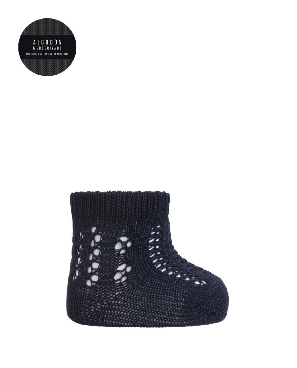 punto blanco Calcetines de algodón mercerizado calados