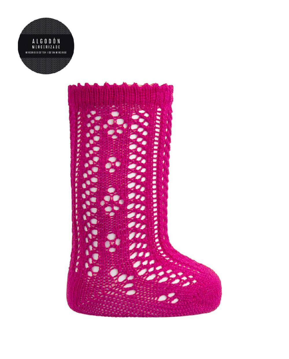 punto blanco Calcetines de algodón mercerizado calados