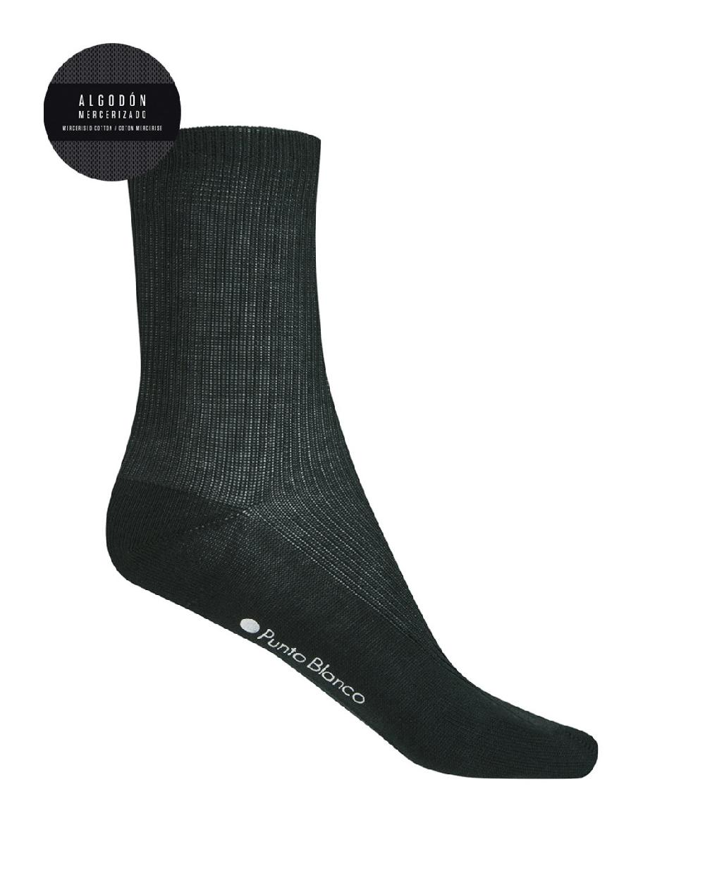 punto blanco Calcetines de algodón mercerizado de canalé