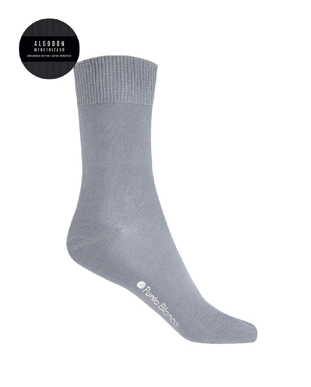 punto blanco Calcetines de algodón mercerizado lisos