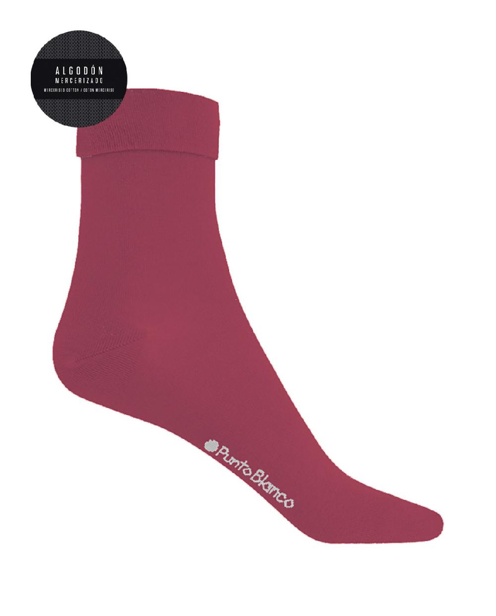 punto blanco Calcetines de algodón mercerizado lisos con puño tumbado