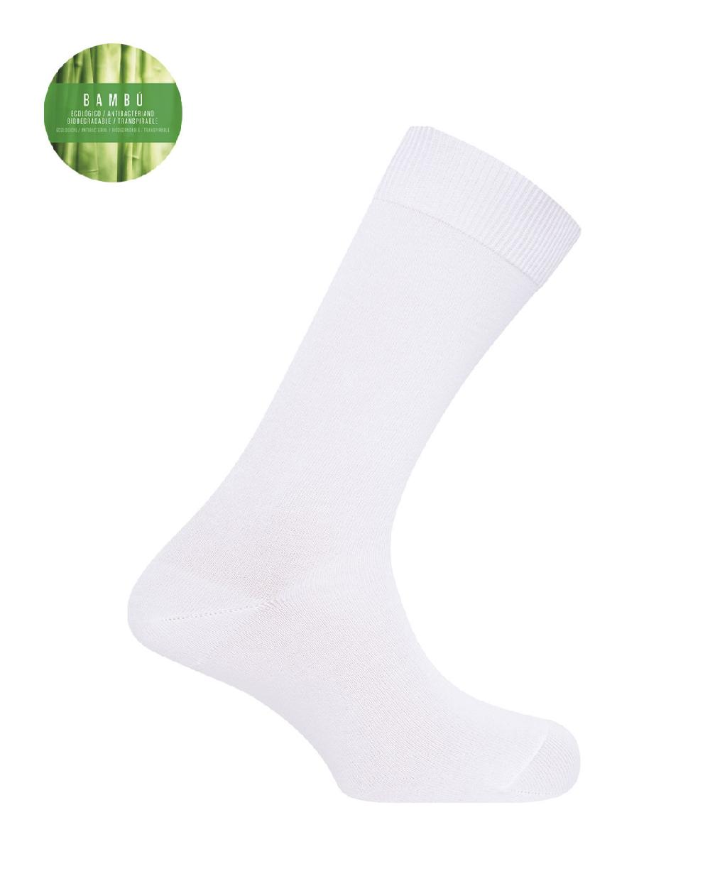 punto blanco Calcetines de bambú lisos - puño antipresión
