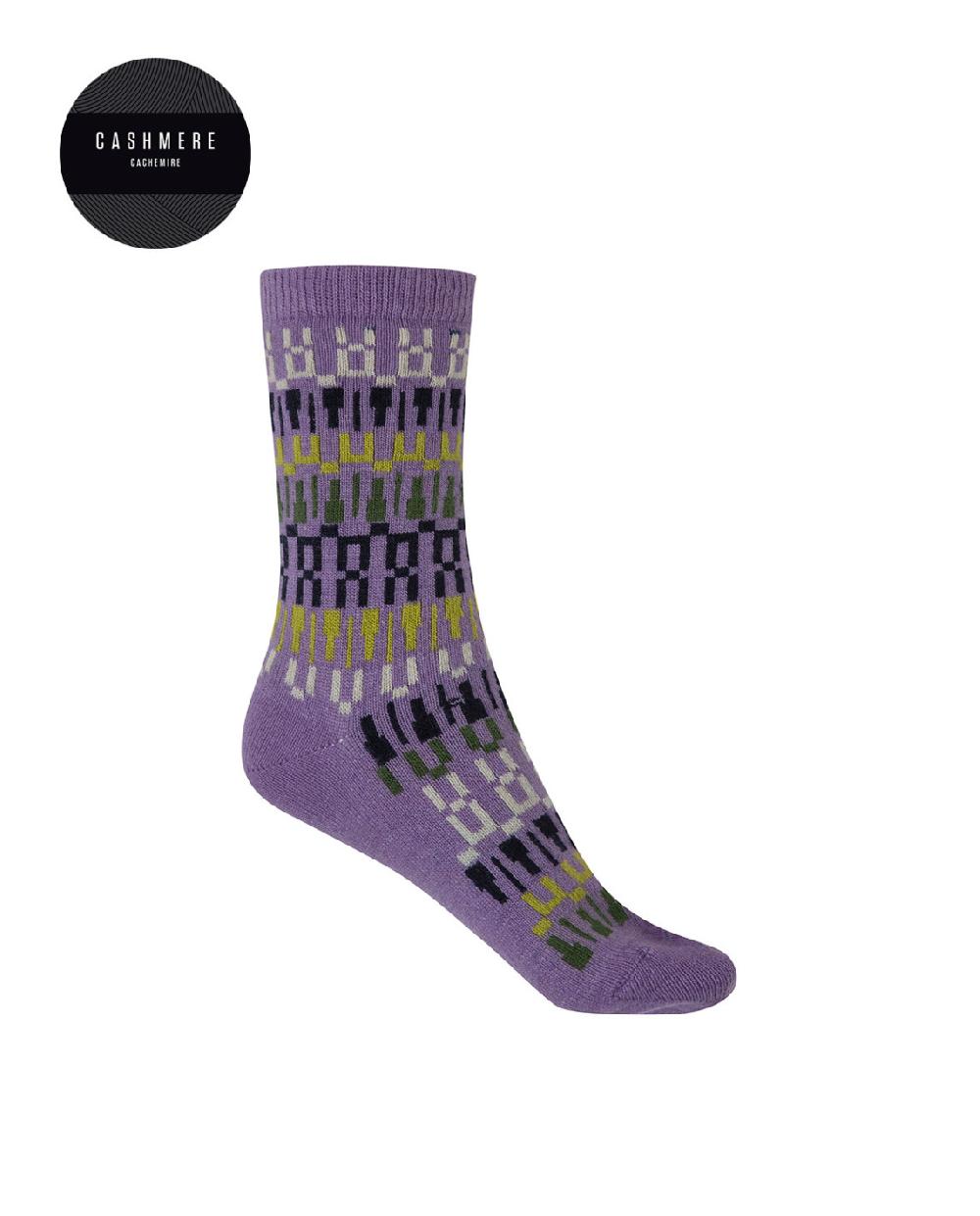 punto blanco Calcetines de cashmere/lana - cenefa nórdica