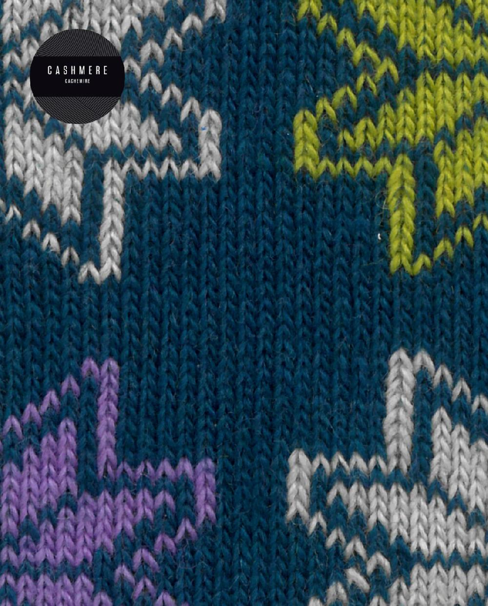 Punto Blanco Calcetines De Cashmere/lana - Flores De Nieve - Puño Roulé