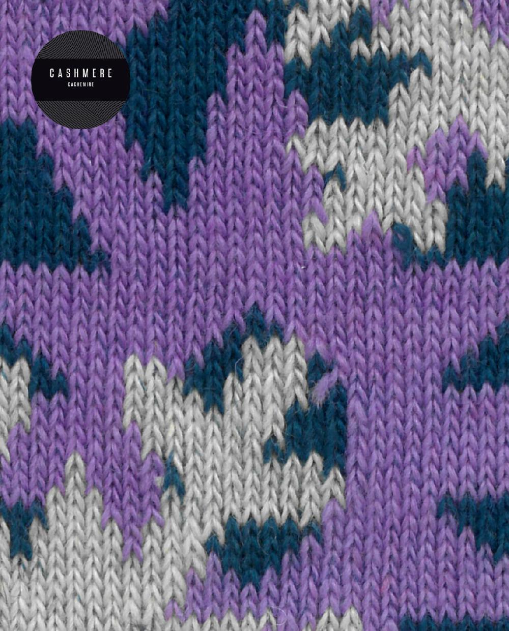 Punto Blanco Calcetines De Cashmere/lana - Flores De Nieve - Puño Roulé