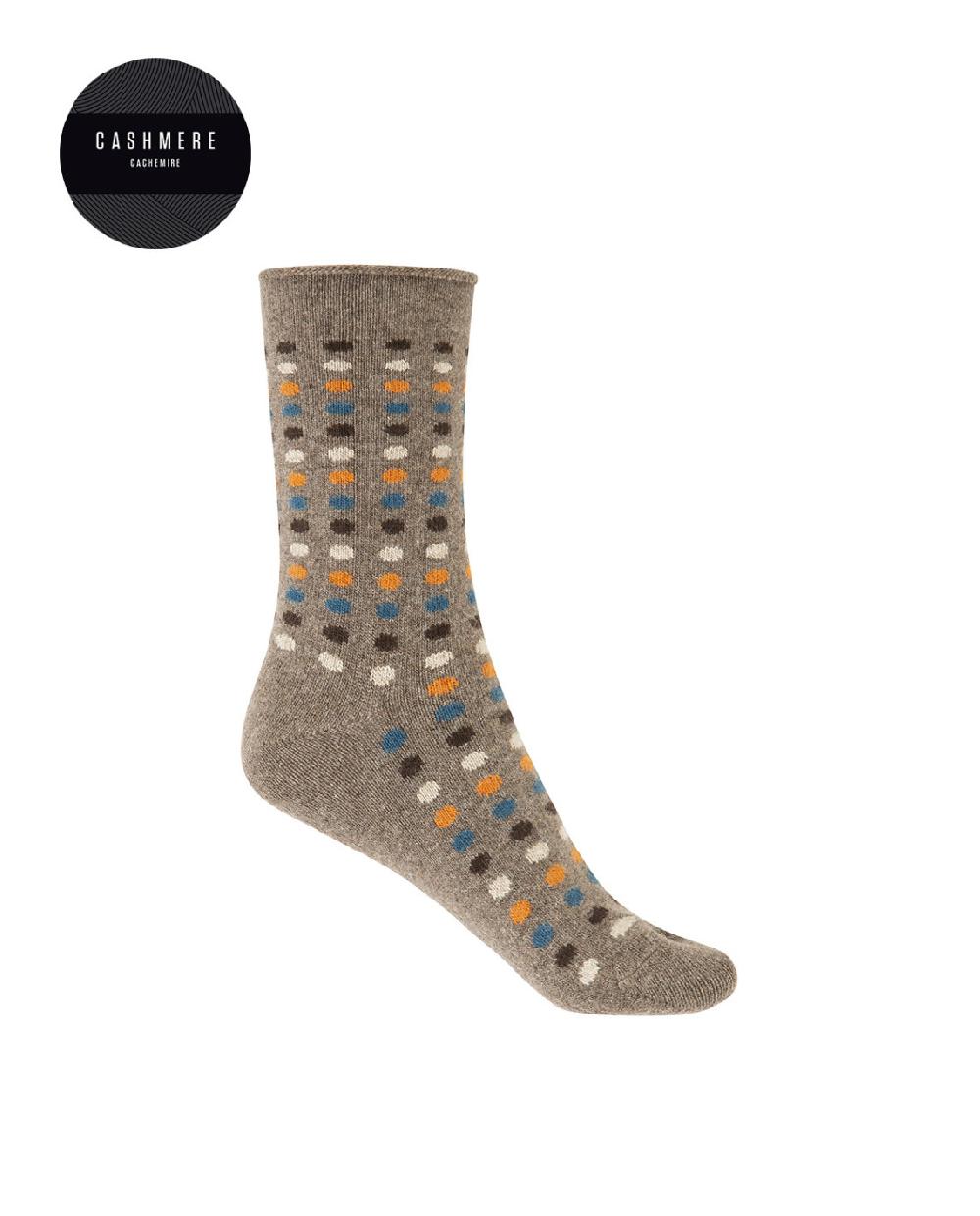 punto blanco Calcetines de cashmere/lana - lunares - puño roulé