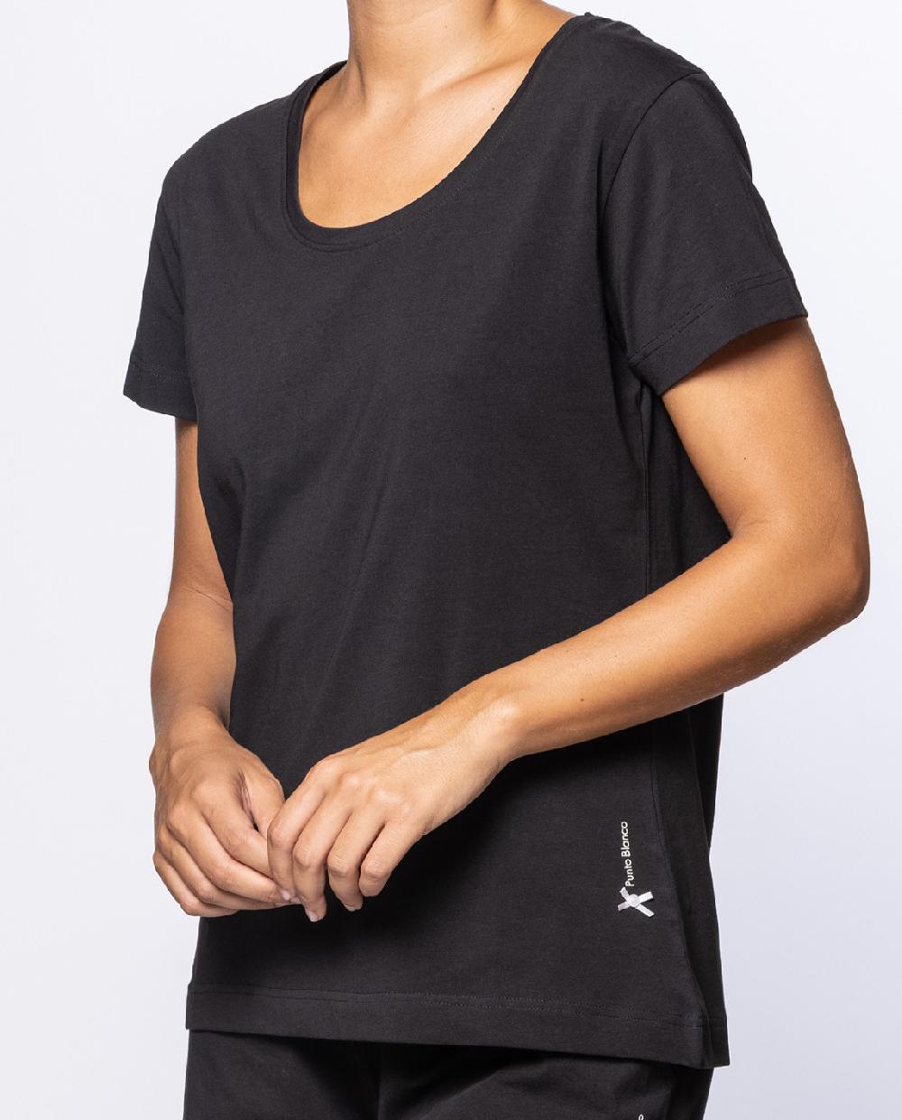 Punto Blanco Camiseta De Manga Corta De Algodón Elástico Basix