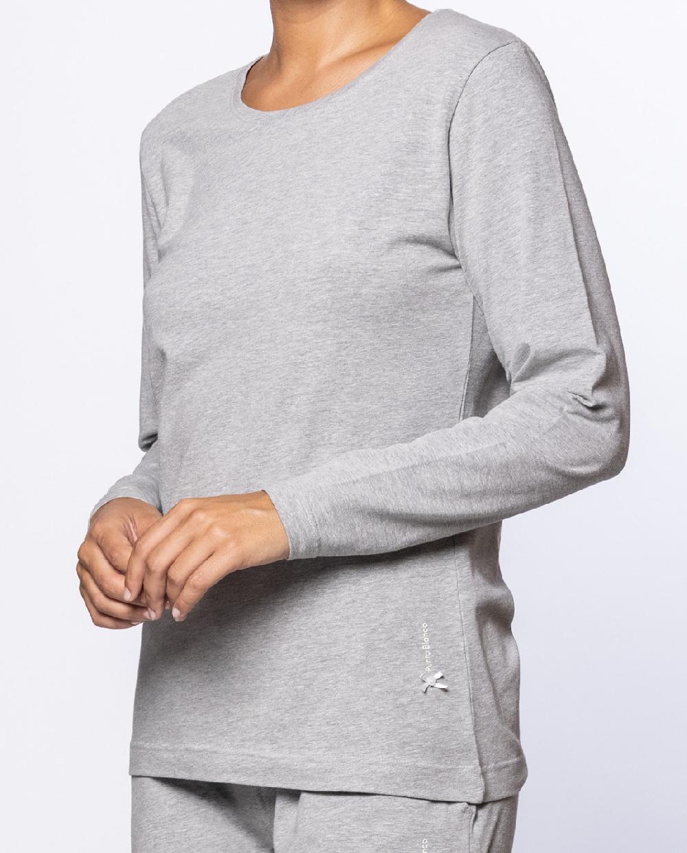 Punto Blanco Camiseta De Manga Larga De Algodón Elástico Basix