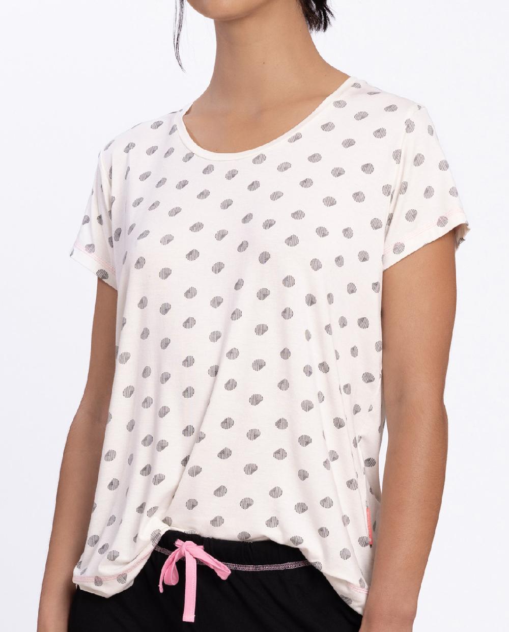 Punto Blanco Conjunto Corto De Viscosa Con Lunares Pin-Up