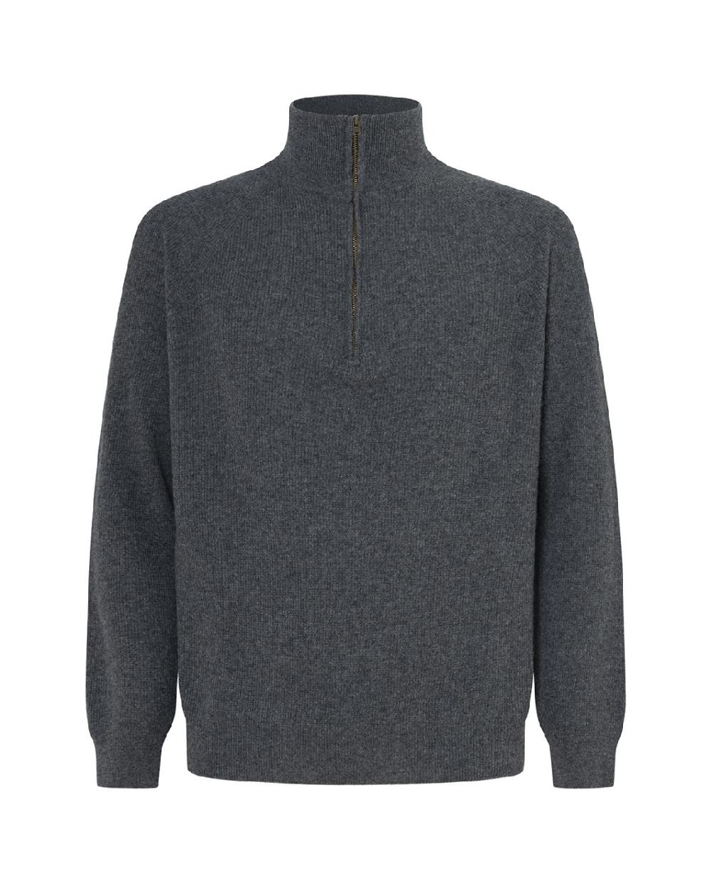 punto blanco Jersey cuello alto cremallera lana merino