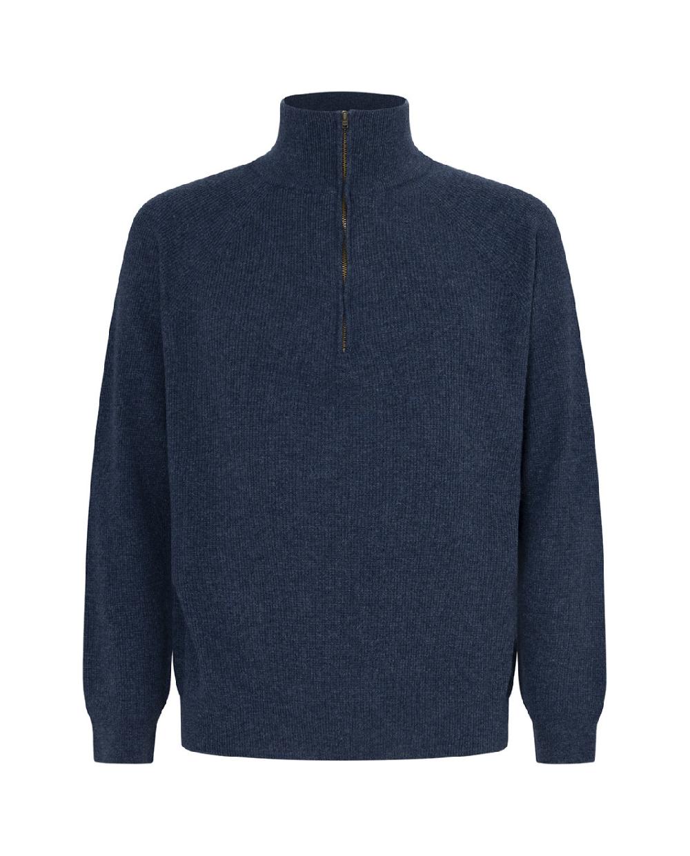 punto blanco Jersey cuello alto cremallera lana merino