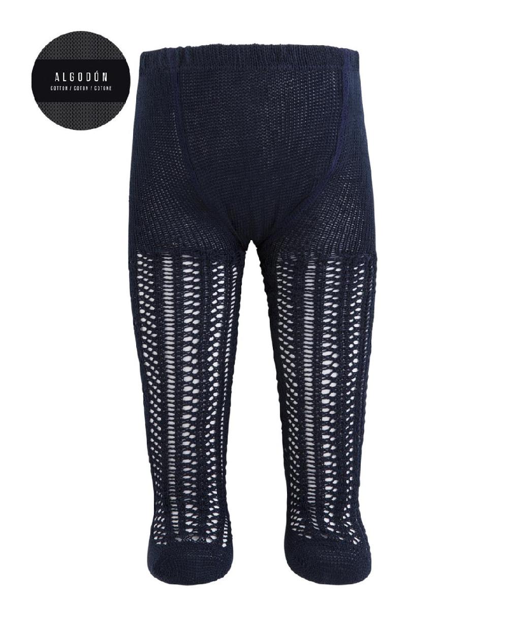 punto blanco Leotardos de algodón mercerizado calados