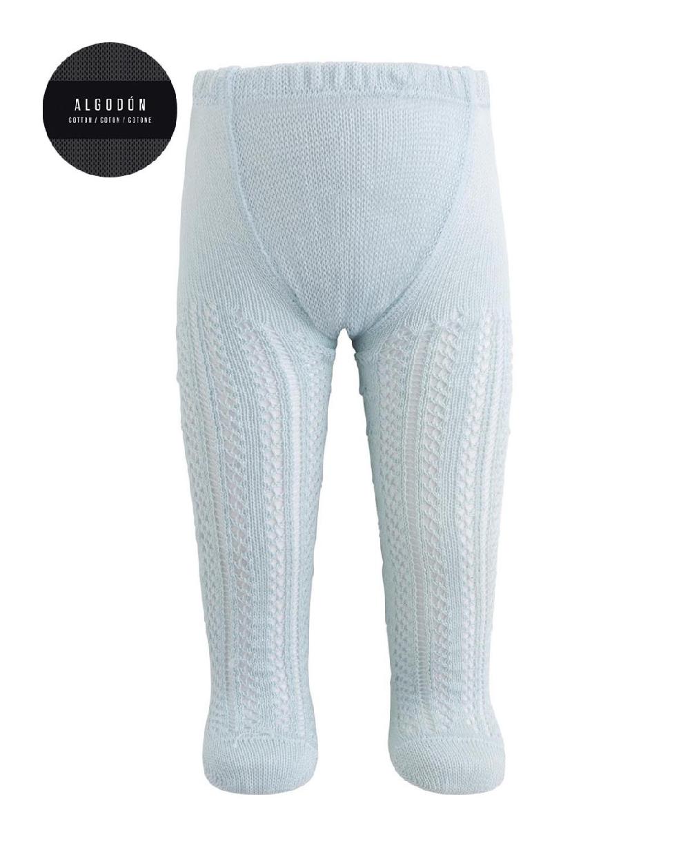 punto blanco Leotardos de algodón mercerizado calados