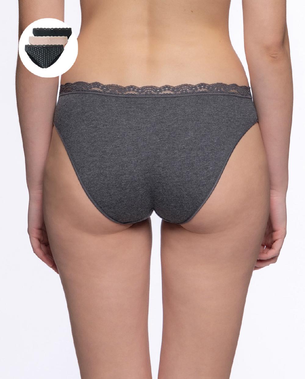 Punto Blanco Pack 3 Brief De Algodón Con Encaje Undie's Pack