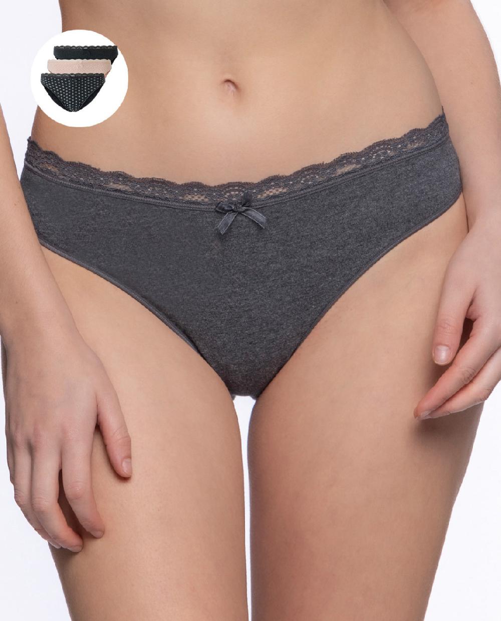 Punto Blanco Pack 3 Brief De Algodón Con Encaje Undie's Pack