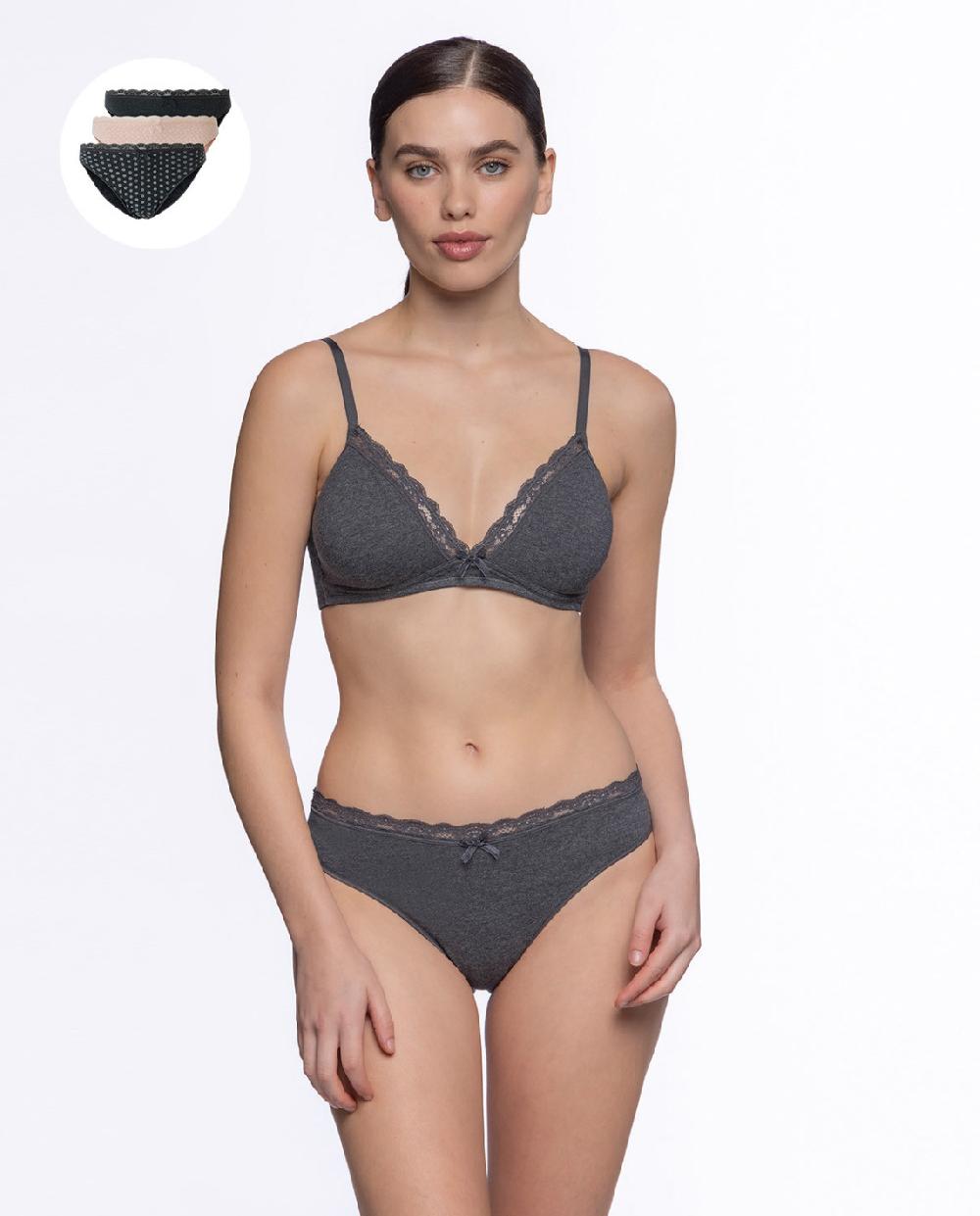 Punto Blanco Pack 3 Brief De Algodón Con Encaje Undie's Pack