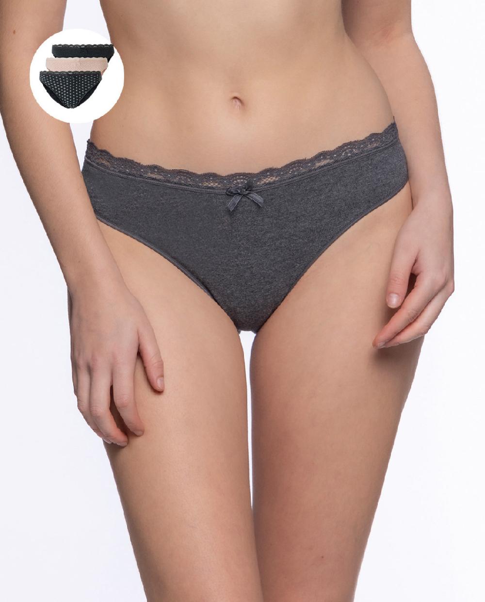 punto blanco Pack 3 Brief de algodón con encaje Undie's Pack