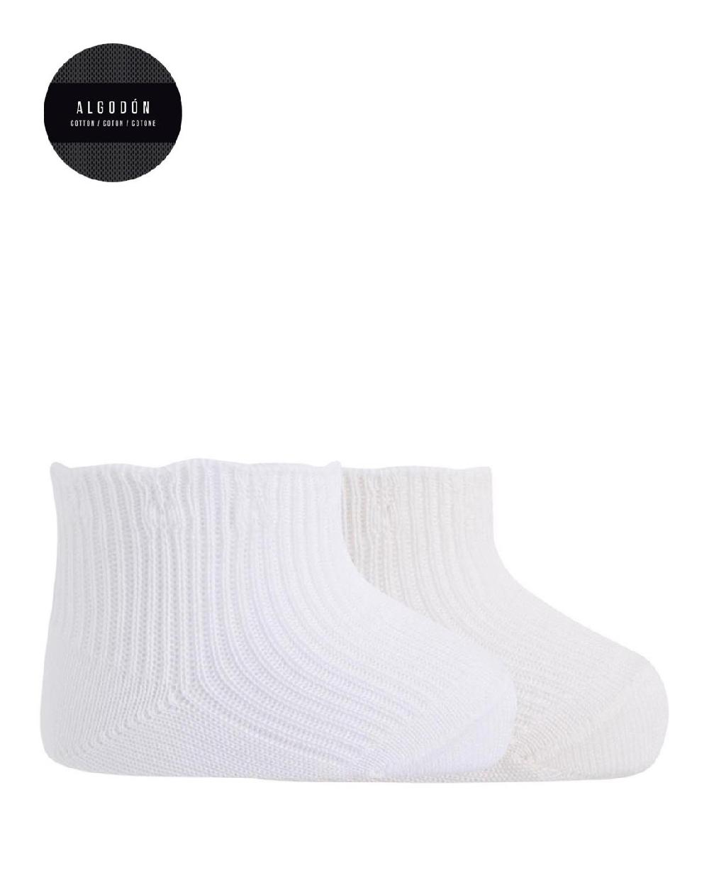 punto blanco Pack de 2 calcetines 100% algodón mercerizado de canalé
