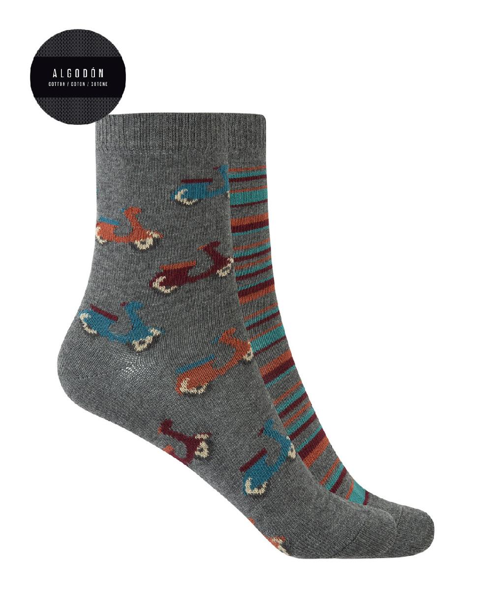 punto blanco Pack de 2 calcetines de algodón - motos y rayas