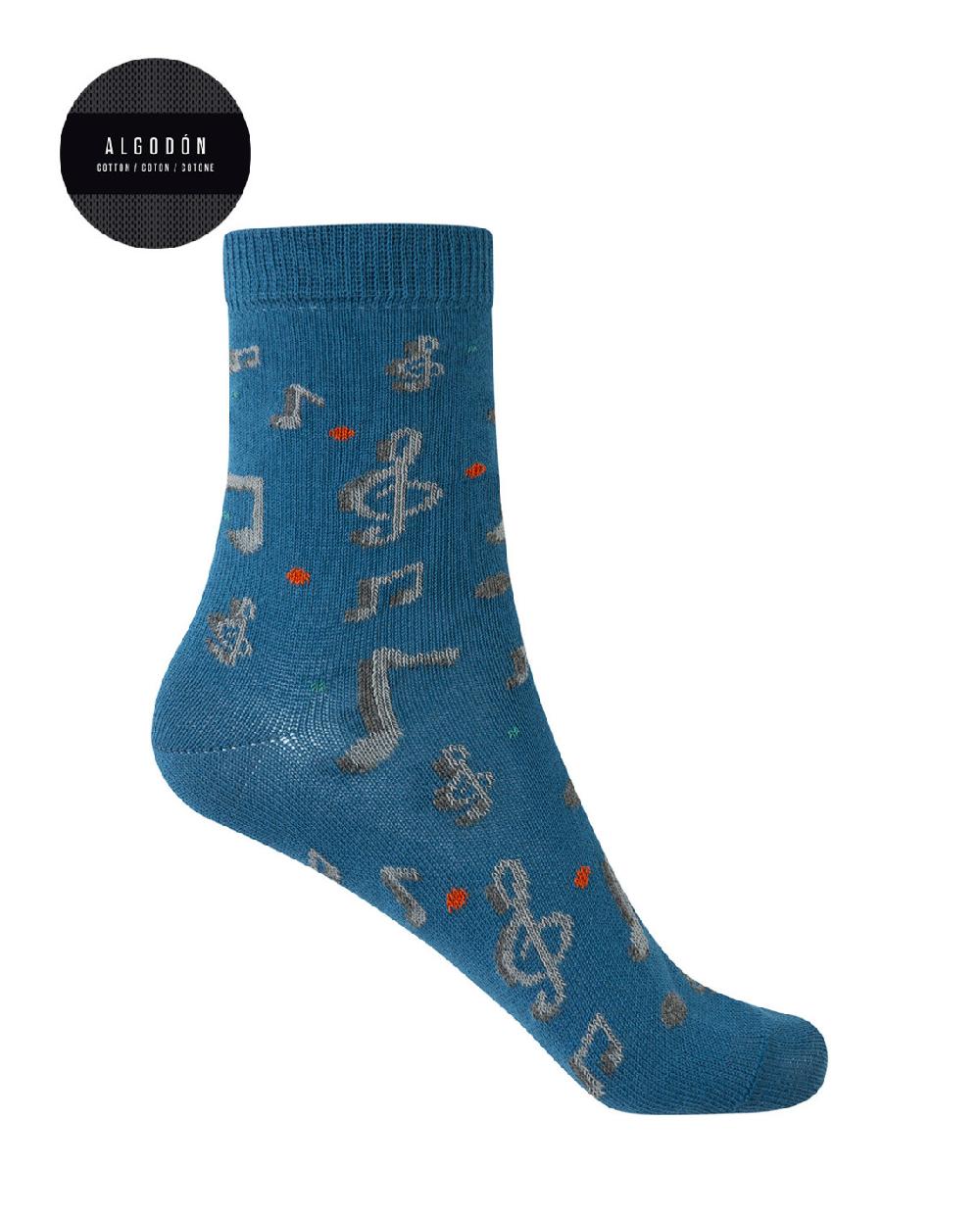 Punto Blanco Pack De 2 Calcetines De Algodón - Notas Musicales Y Rayas