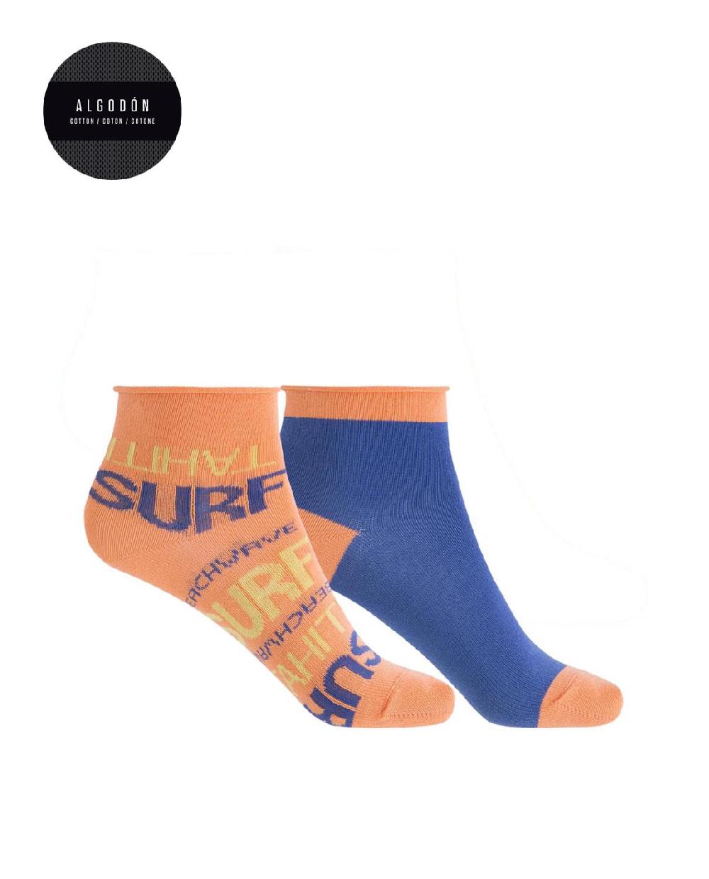 punto blanco Pack de 2 calcetines de algodón puño roulé - letras y liso