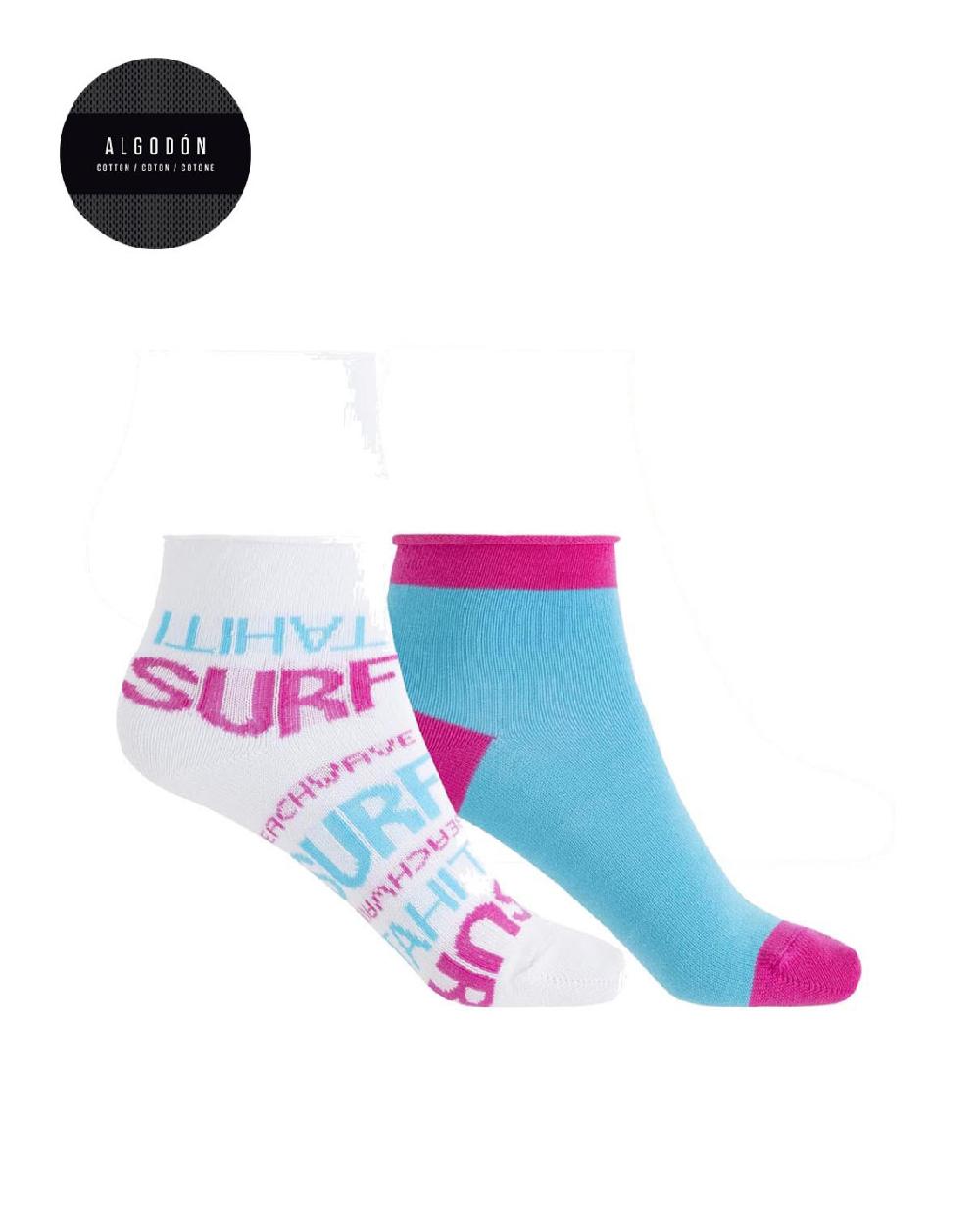 punto blanco Pack de 2 calcetines de algodón puño roulé - letras y liso