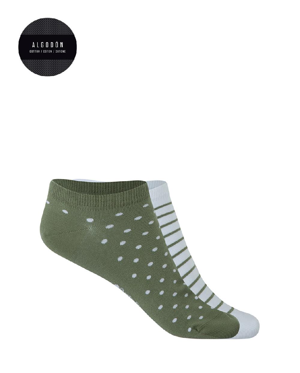 punto blanco Pack de 2 calcetines de algodón - rayas y lunares