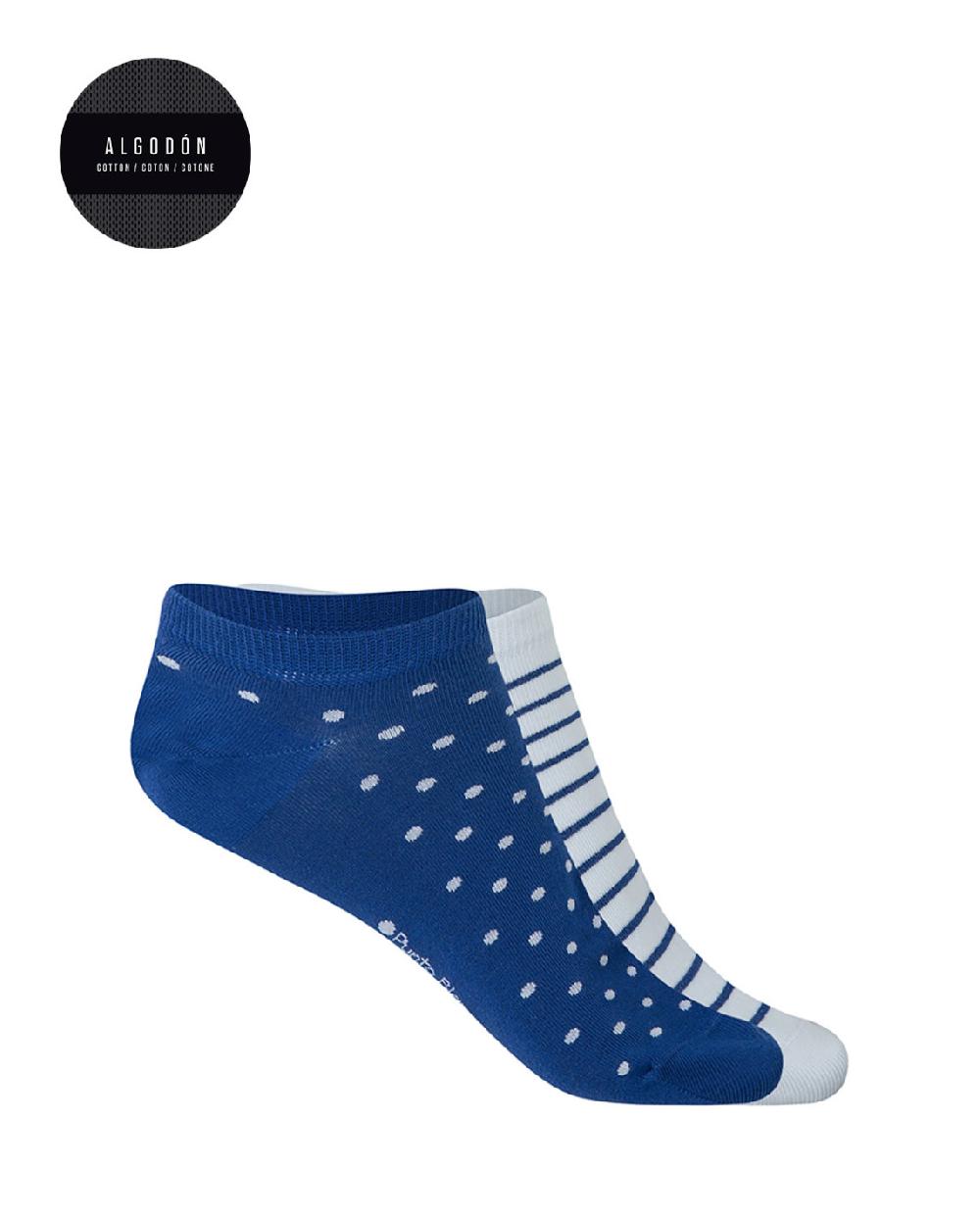punto blanco Pack de 2 calcetines de algodón - rayas y lunares