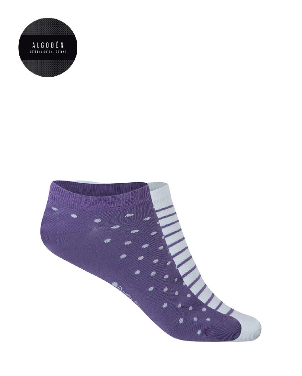 punto blanco Pack de 2 calcetines de algodón - rayas y lunares