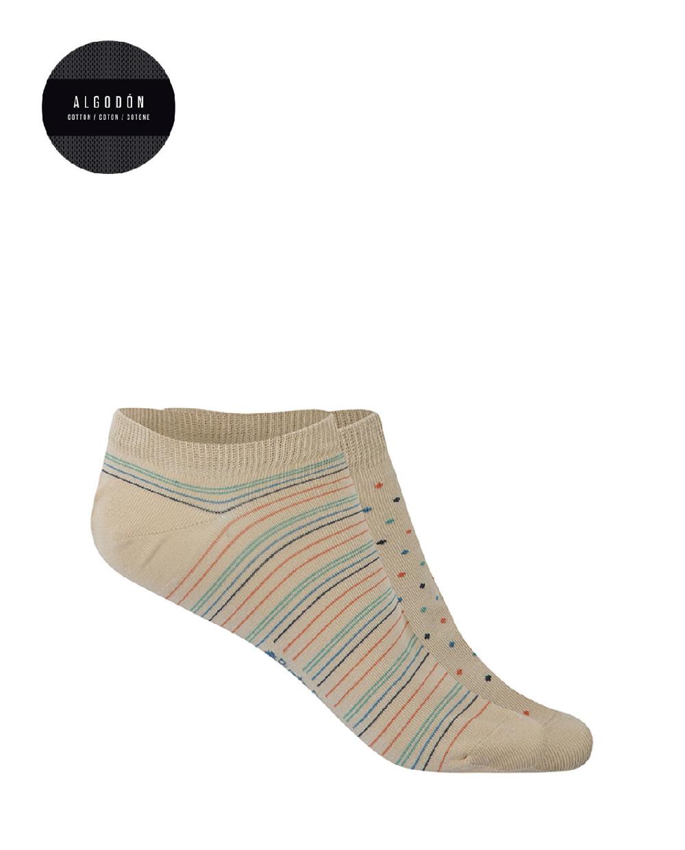 punto blanco Pack de 2 pares de calcetines de algodón - lunares y rayas