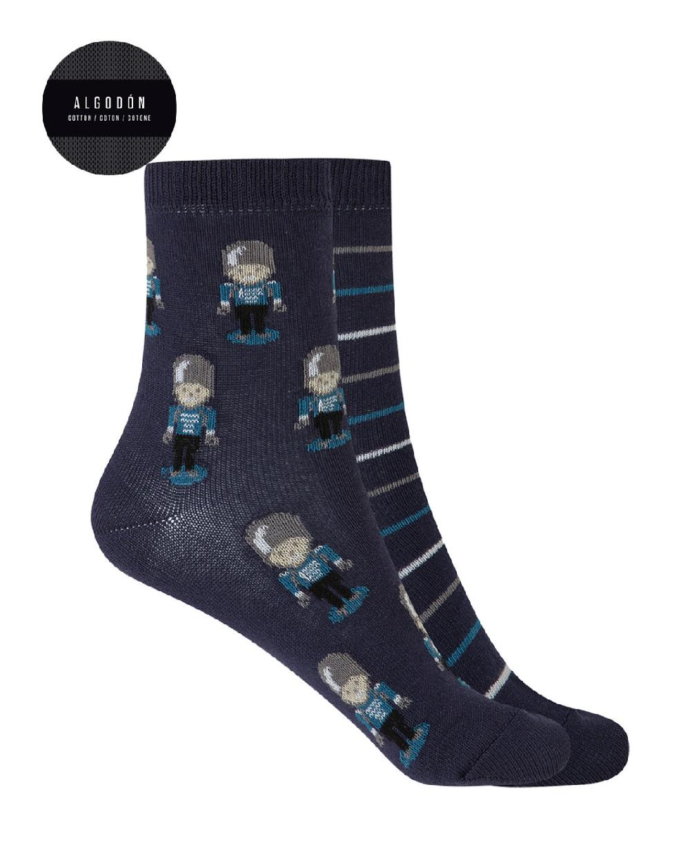 punto blanco Pack de 2 pares de calcetines de algodón - soldados y rayas