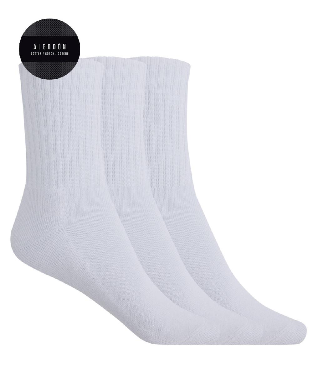 punto blanco Pack de 3 calcetines de alg sport con puño americano - Basix