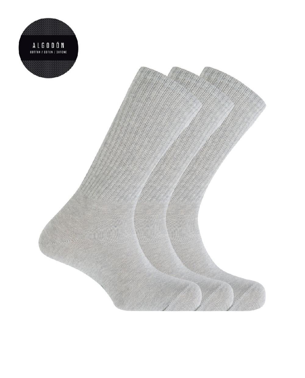 punto blanco Pack de 3 calcetines de algodón con puño americano - Basix
