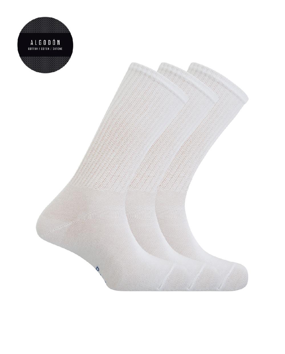 punto blanco Pack de 3 calcetines de algodón con puño americano - Basix