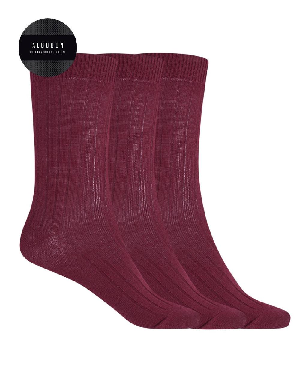 punto blanco Pack de 3 calcetines de algodón de canalé - Basix