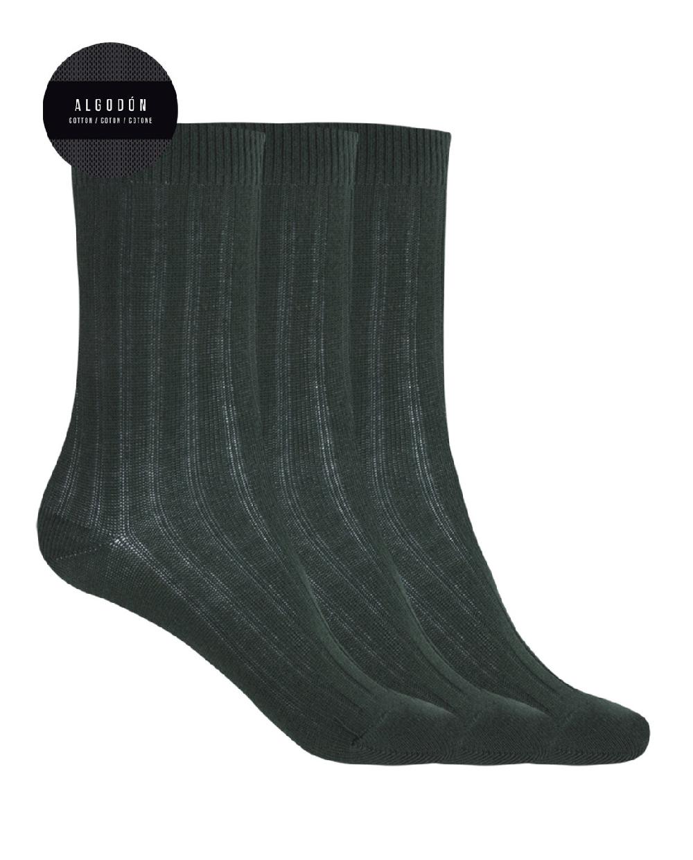 punto blanco Pack de 3 calcetines de algodón de canalé - Basix