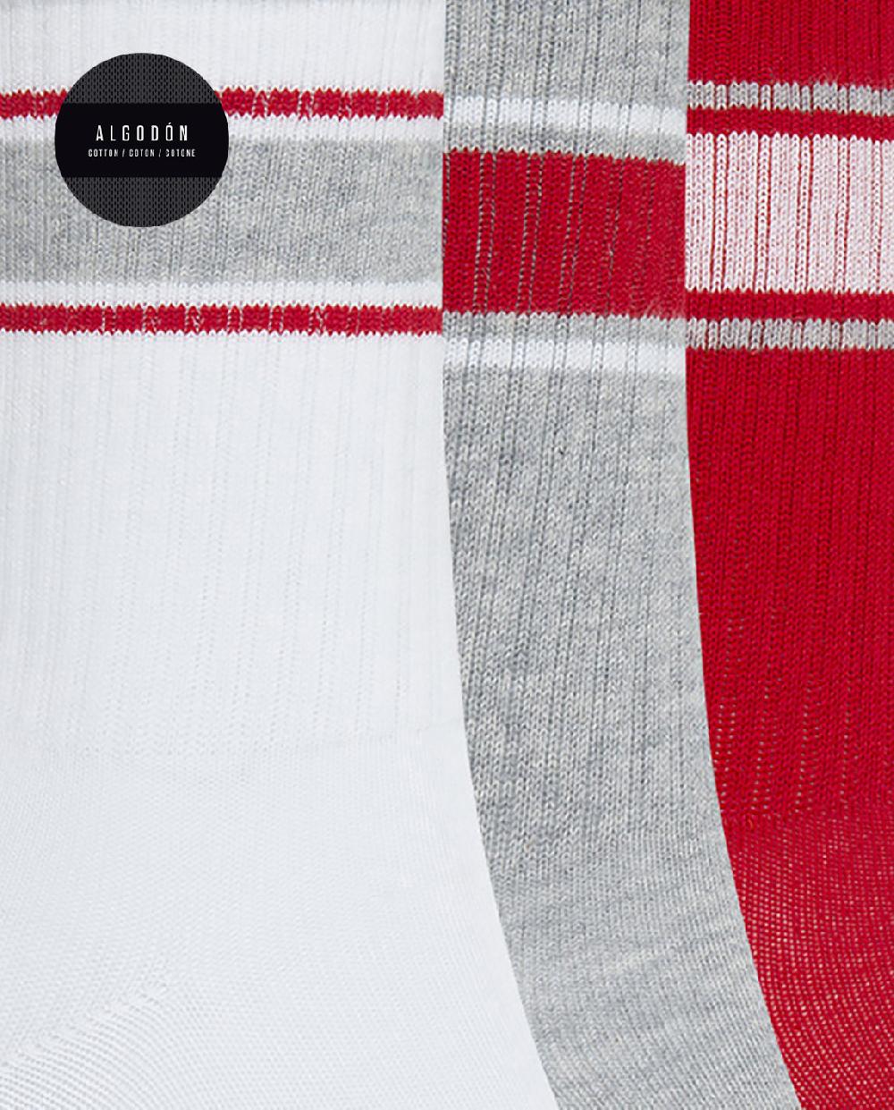 Punto Blanco Pack De 3 Calcetines De Algodón Dep. Rayas - Puño Americano