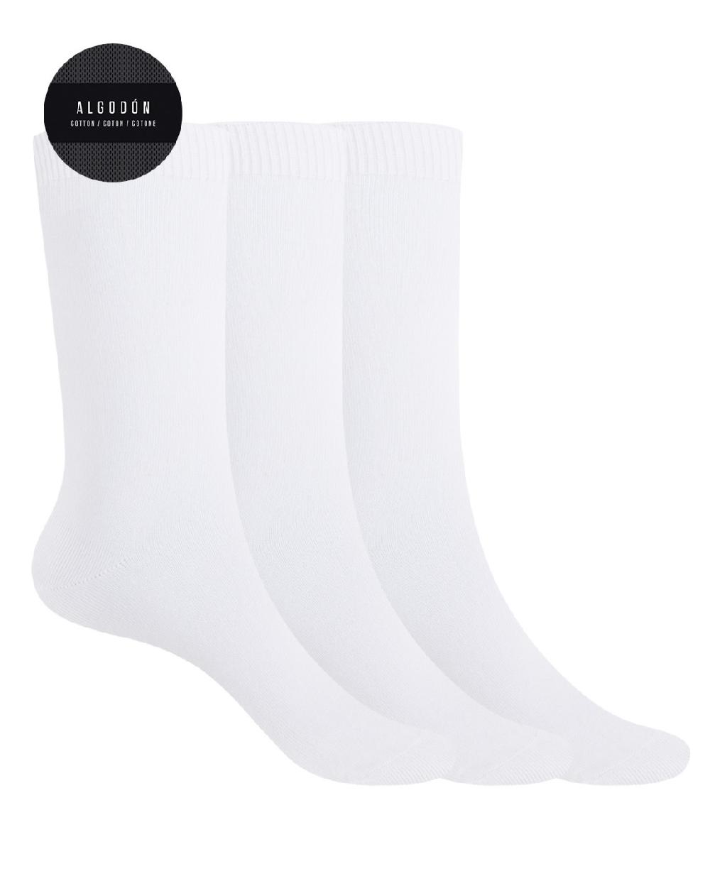 punto blanco Pack de 3 calcetines de algodón lisos - Basix