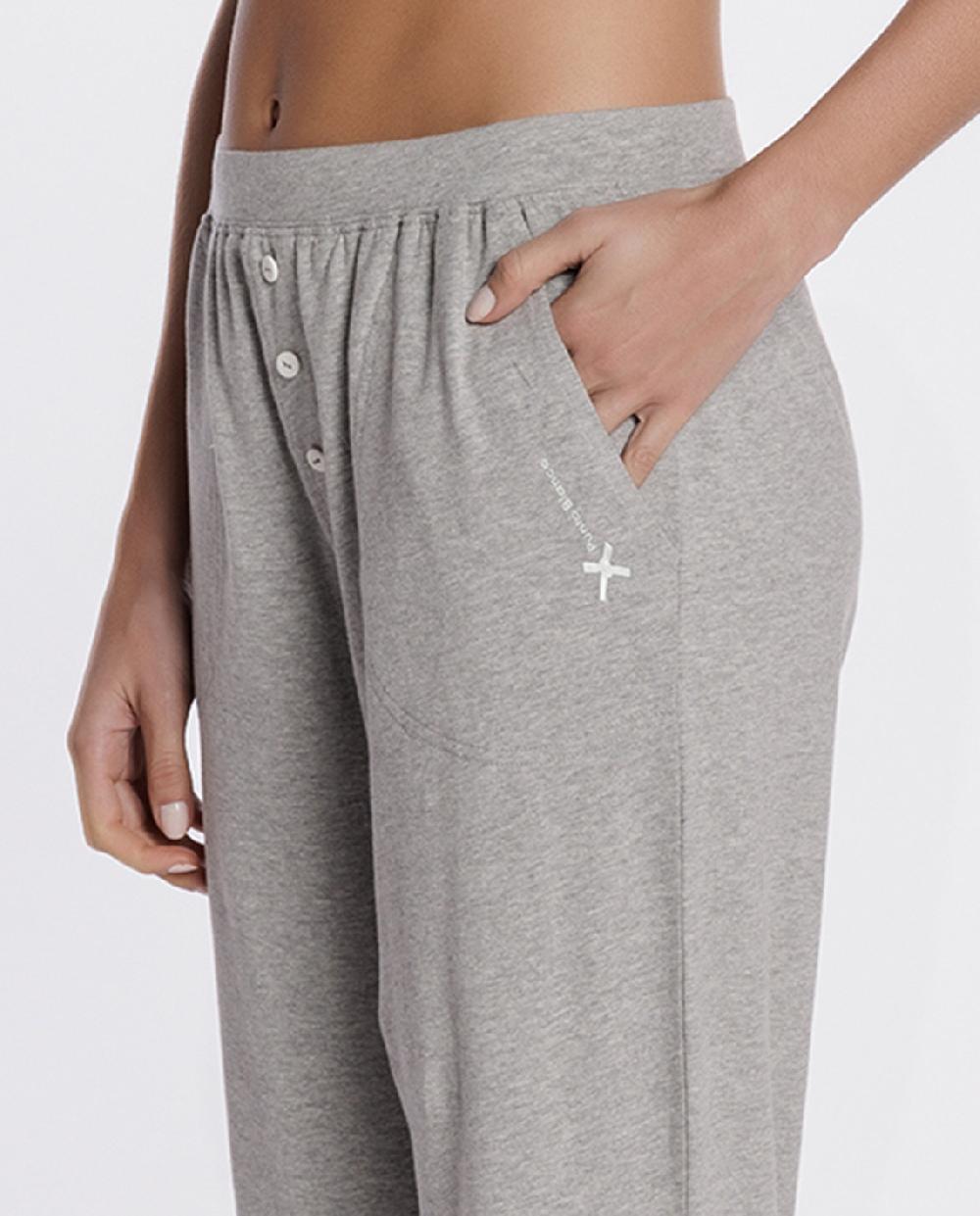 Punto Blanco Pantalón Largo Con Puño De Algodón Basix