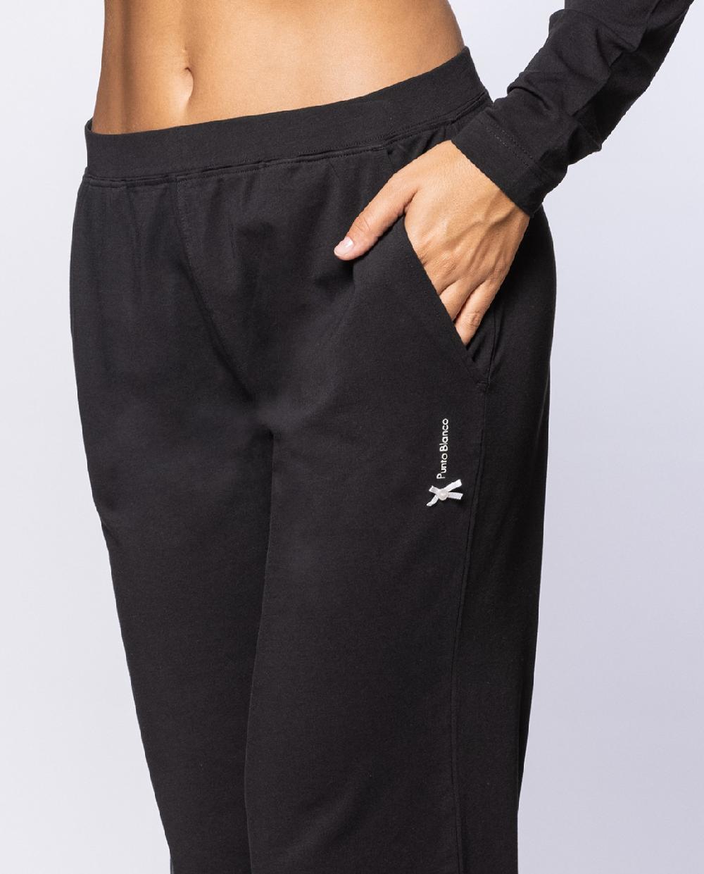 Punto Blanco Pantalón Largo De Algodón Elástico Basix