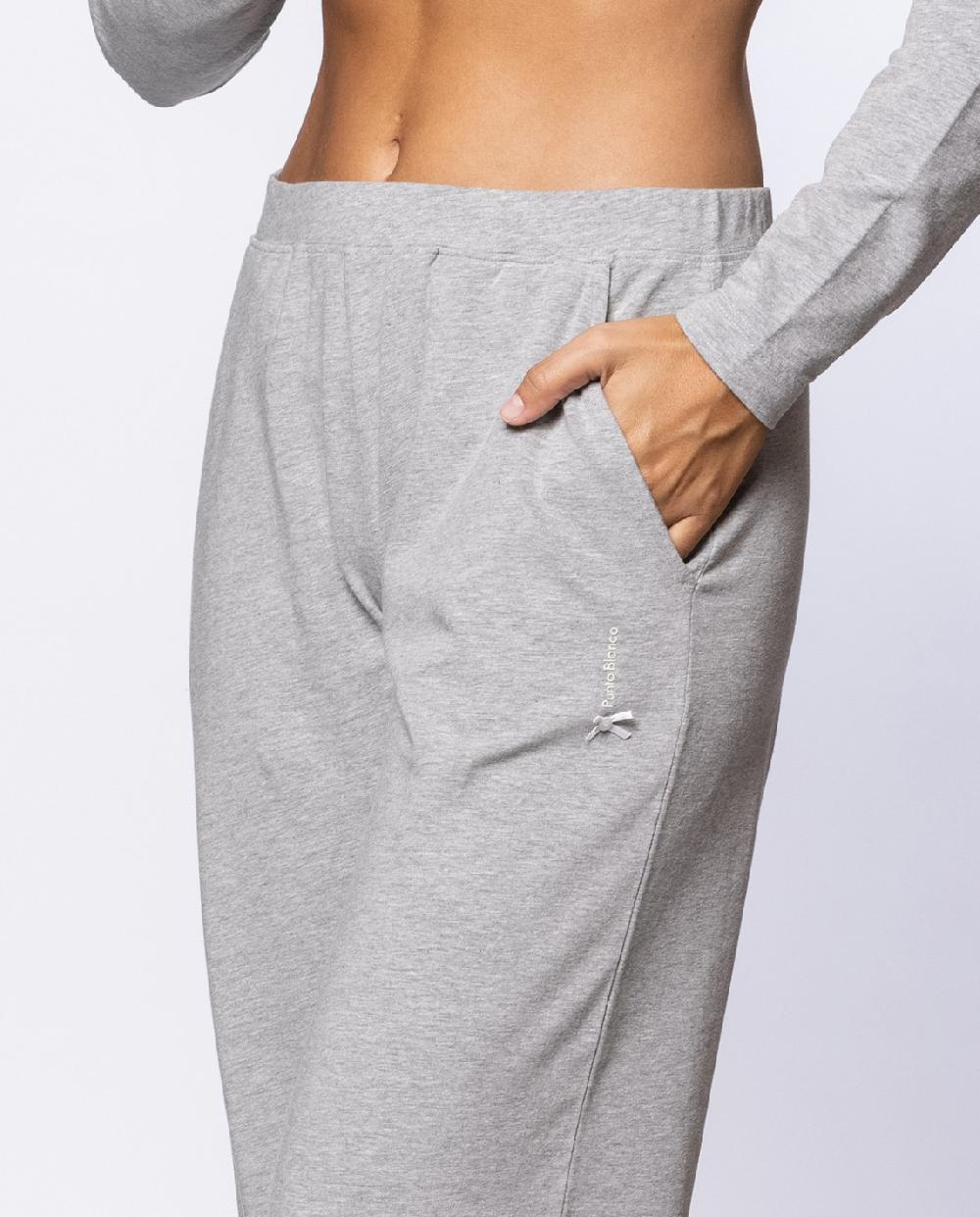 Punto Blanco Pantalón Largo De Algodón Elástico Basix