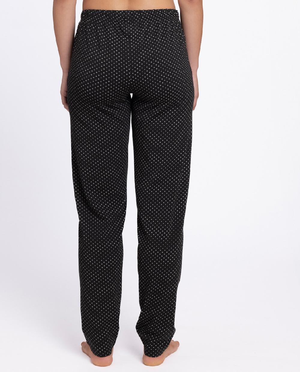 Punto Blanco Pantalón Largo De Lunares De Algodón Basix