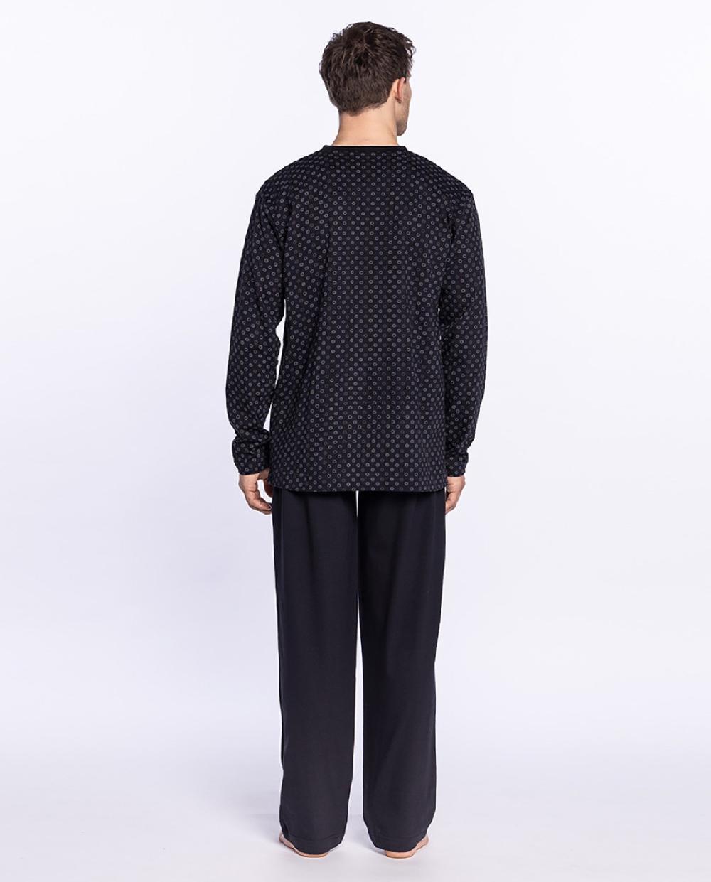 Punto Blanco Pijama Largo De Algodón Con Estampado Foggy