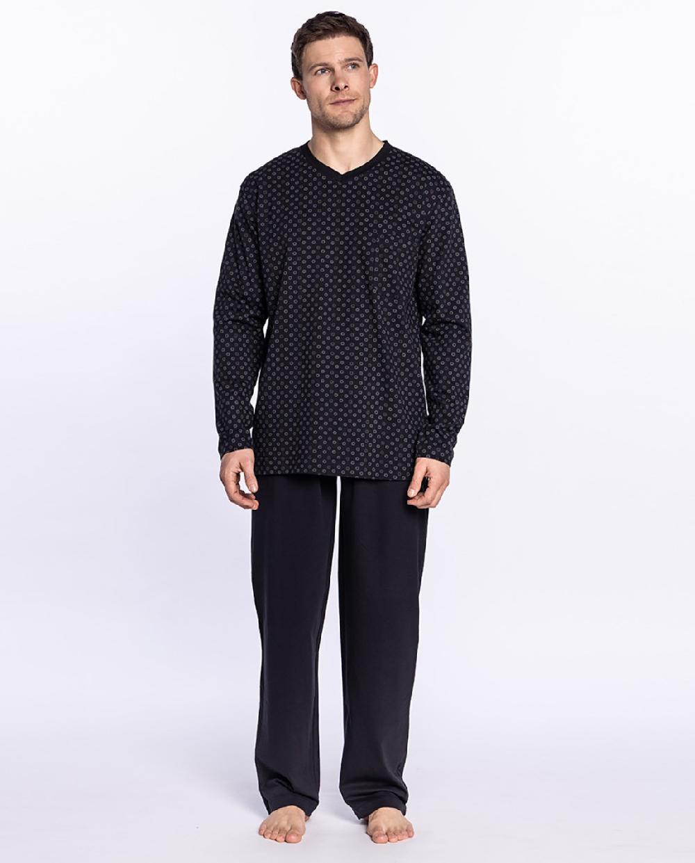 punto blanco Pijama largo de algodón con estampado Foggy