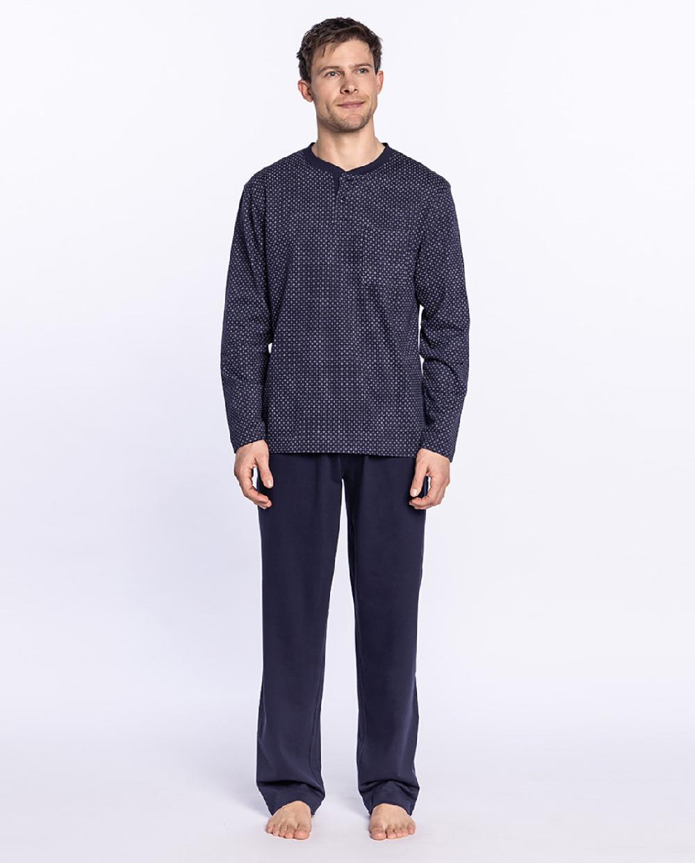 punto blanco Pijama largo de algodón con estampado Snowy