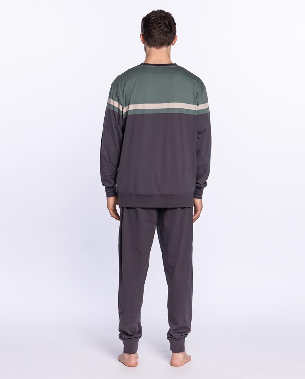 Punto Blanco Pijama Largo De Algodón Con Rayas Frosty