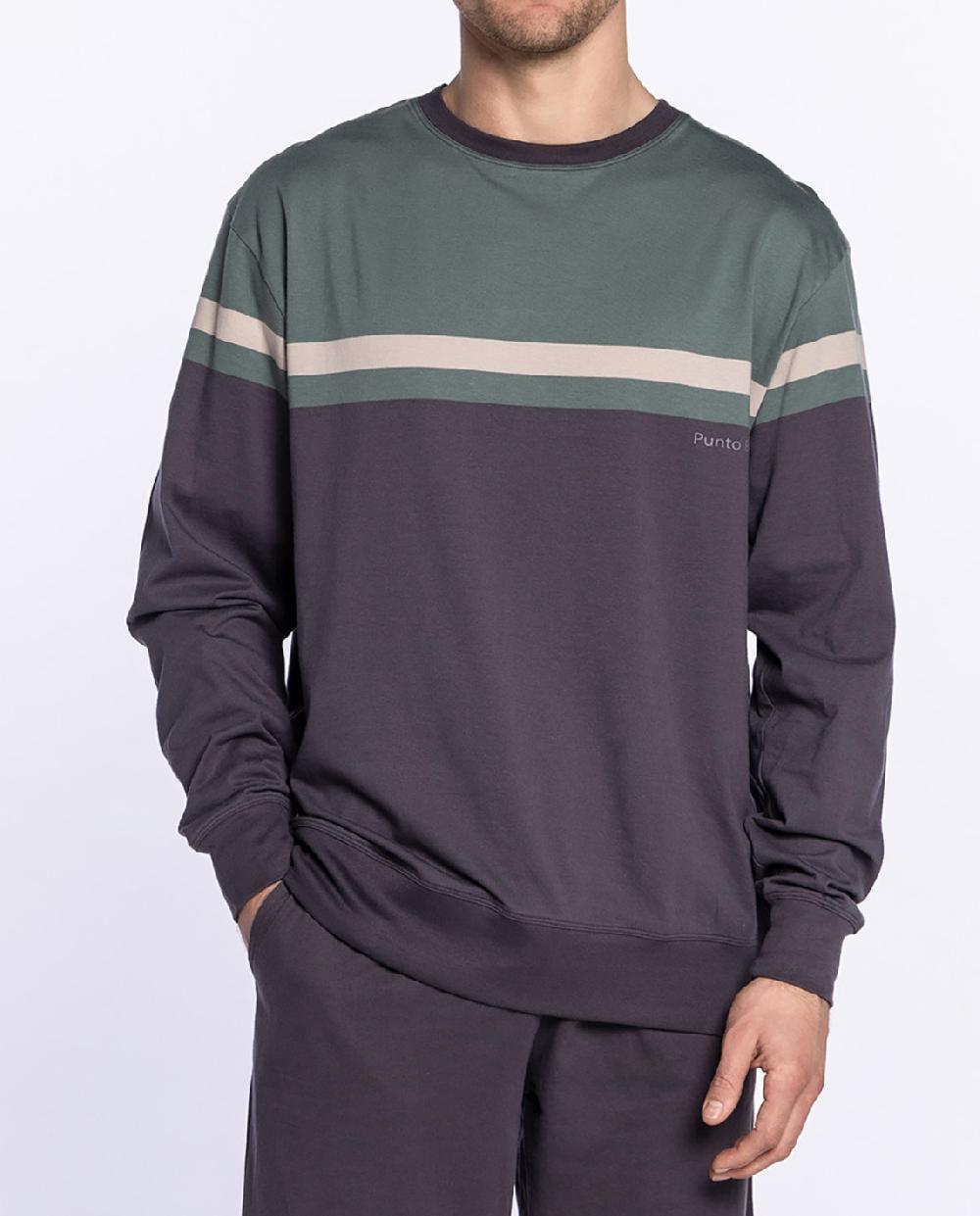 Punto Blanco Pijama Largo De Algodón Con Rayas Frosty