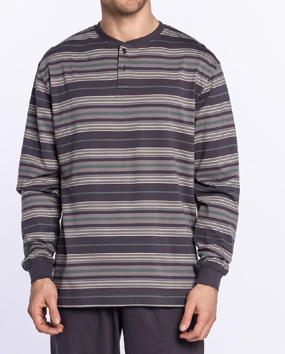 Punto Blanco Pijama Largo De Algodón Con Rayas Frosty